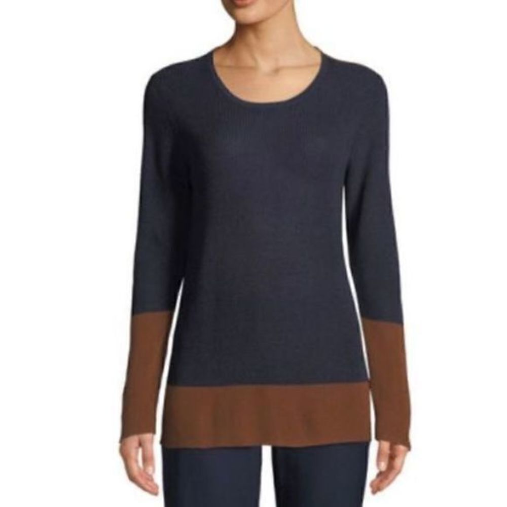 Eileen Fisher Silk Blend Sweater Small Contrast Stripe Colorblock Pullover size - Picture 4 of 9